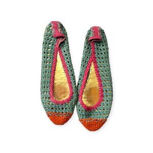 Prada Round Toe Multicolor Woven Leather ballerinas Flats, Size 39  EU